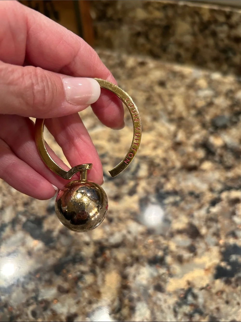 Louis Vuitton Gold and Red Monogram Keyring Charm